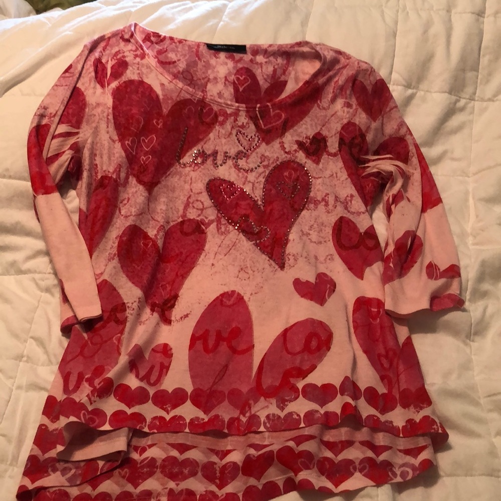 Heart Jeweled pink top